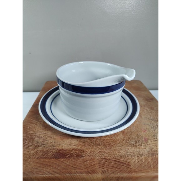 MSI Blue Monterrey Stoneware Gravy Bowl and plate set Blue Ring Japan - Picture 5 of 13